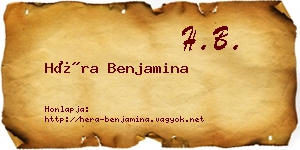 Héra Benjamina névjegykártya